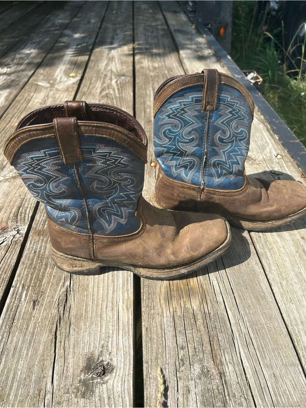 Durango Boys Brown and Blue Cowboy Boots